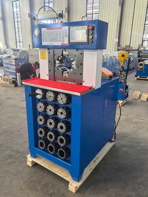 Colori blu Sistema di controllo PLC da 3 pollici 6 - 76 mm Macchina di crimping del tubo a corrente alternata per un crimping efficiente Max apertura 158 mm