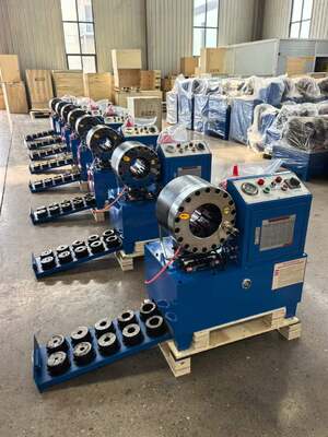 Crimpatrice elettroidraulica per tubi DX68 blu da 2 pollici senza stampi a cambio rapido da 6 mm a 51 mm, diverse tensioni, 10 matrici, precisione ed efficienza di 200 pezzi all'ora