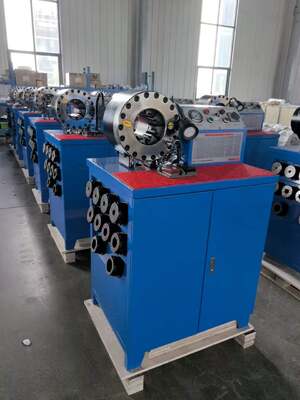 2 Inch 600T 31.5Mpa Rubber Hose Crimping Machine Higher Model Blue Color 3kw/4kw Motor Button Control Systerm 220v/240v/380v/415v Voltage With 6-51mm Crimping Range And 10 Interchangeable Dies